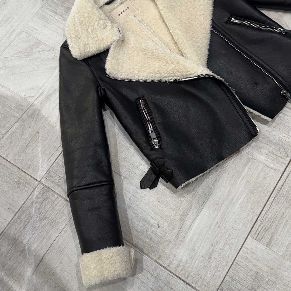 Blank NYC Black and Cream Leather Jacket - Picture 2 of 5
